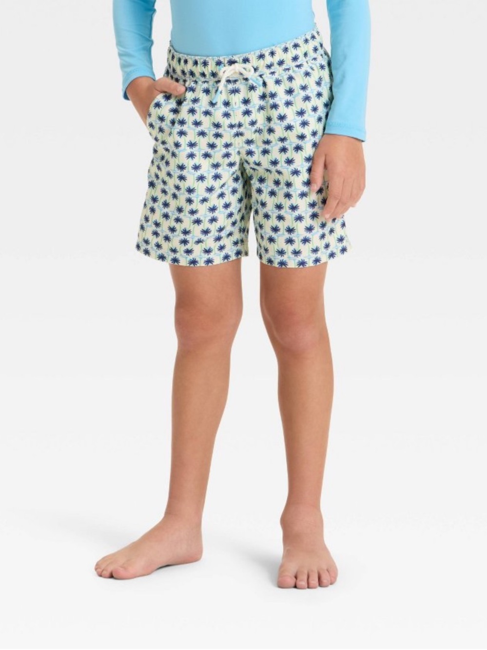 Boys Cat & Jack Palm Tree Geo Printed Swim Trunks
